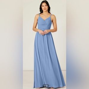 New Azazie Blake bridesmaid dress steel blue